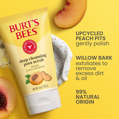 Burt's Bees Peach And Willow Bark Deep Cleansing Pore Facial Scrub - 4 Oz - Image 4