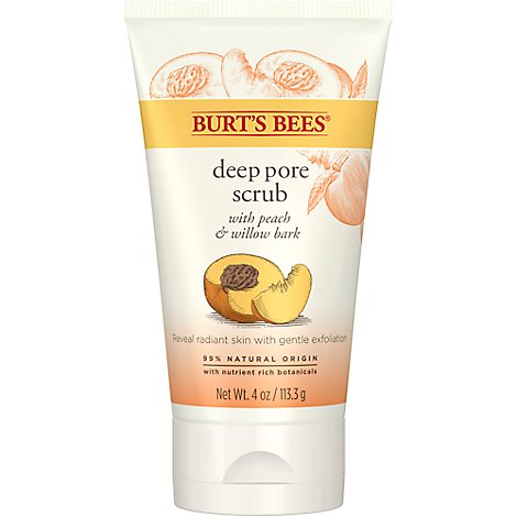 Burts Bees Deep Pore Scrub Peach & Willowbark - 4 Oz