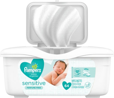 Pampers Baby Wipes Sensitive Perfume Free Tub - 64 Count - Image 2
