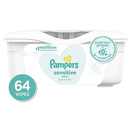 Pampers Baby Wipes Sensitive Perfume Free Tub - 64 Count - Image 1