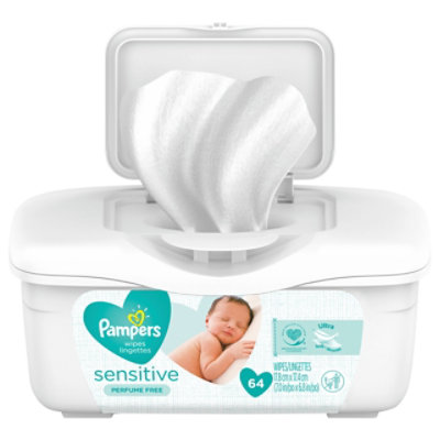 Pampers Baby Wipes Sensitive Perfume Free Tub - 64 Count