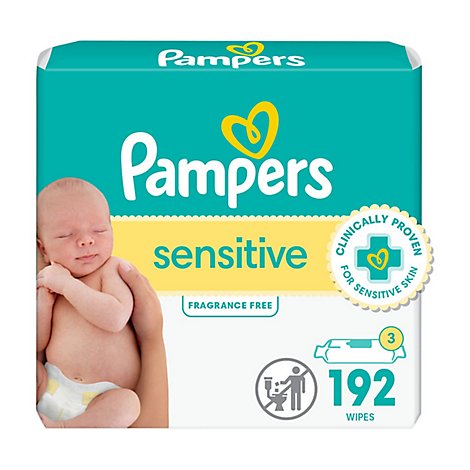 Pampers Sensitive Perfume Free 3X Baby Wipes Refill Packs - 192 Count