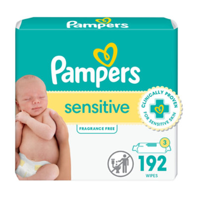 Pampers Sensitive Perfume Free 3X Baby Wipes Refill Packs - 192 Count