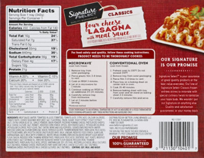 Signature SELECT Classic Lasagna With Meat Sauce - 11.05 Oz - Image 7