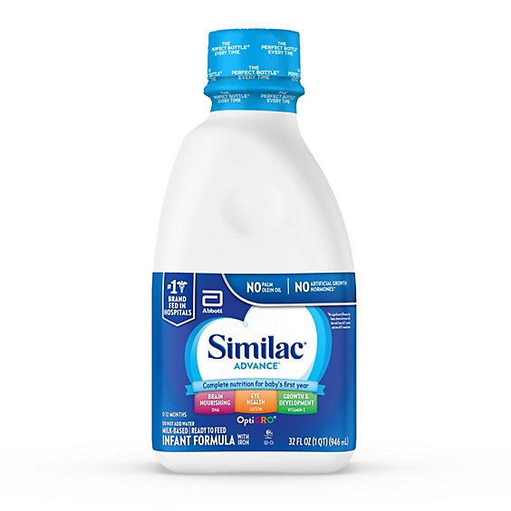 Similac Advance Infant Formula with Iron Ready To Feed Milk Bottle - 32 Fl. Oz.