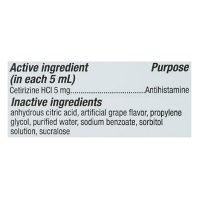 Signature Care Allergy Relief Childrens 24 Hour Cetirizine Hydrochloride Grape Flavor - 4 Fl. Oz. - Image 4