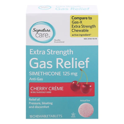 Signature Care Gas Relief Simethicone 125mg Extra Strength Cherry ...