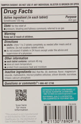 Signature Select/Care Gas Relief Simethicone 125mg Extra Strength Cherry Chewable Tablet - 18 Count - Image 4