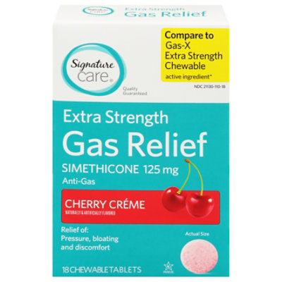 Signature Select/Care Gas Relief Simethicone 125mg Extra Strength Cherry Chewable Tablet - 18 Count - Image 1