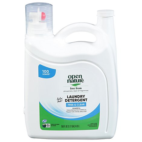 Open Nature Detergent Laundry Free & Clear Dye and Perfume Free Jug - 150 Fl. Oz.