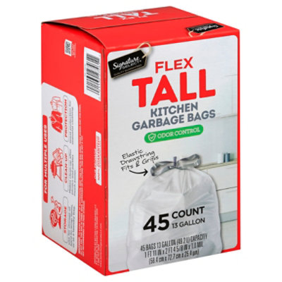 Signature SELECT Flex Tall Kitchen Bags With Drawstring 13 Gallon - 45  Count - Safeway