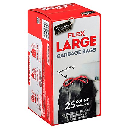 Signature SELECT Flex Large Bags With Drawstring 30 Gallon - 25 Count - Image 1