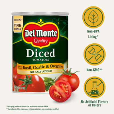 Del Monte Tomatoes Diced California with the Flavors of Basil Garlic & Oregano - 14.5 Oz - Image 3