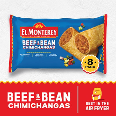 El Monterey Beef & Bean Chimichangas Family Size 8 Count - 30.4 Oz