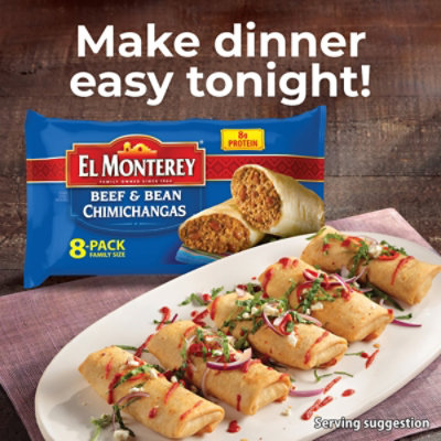 El Monterey Beef & Bean Chimichangas Family Size 8 Count - 30.4 Oz - Image 2