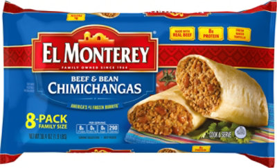 El Monterey Beef & Bean Chimichangas Family Size 8 Count - 32 Oz