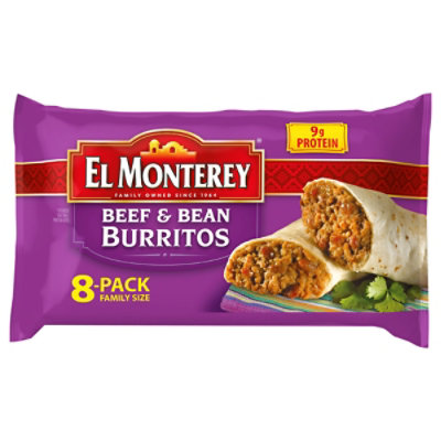 El Monterey Beef & Bean Frozen Burritos 8 Count - 32 Oz - Image 5