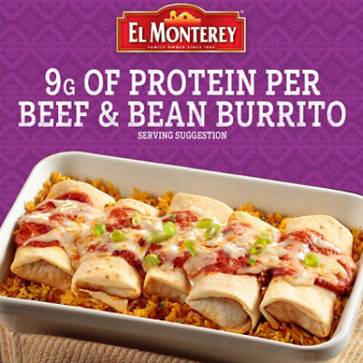 El Monterey Beef & Bean Frozen Burritos 8 Count - 32 Oz - Image 2
