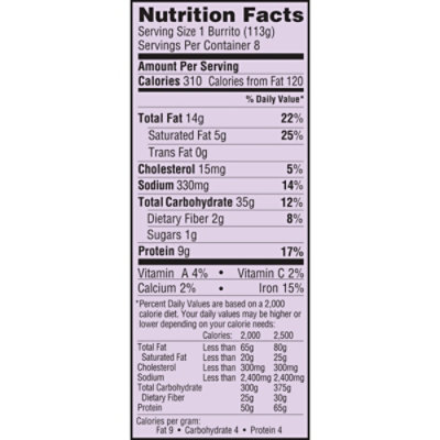 El Monterey Beef & Bean Frozen Burritos 8 Count - 32 Oz - Image 5