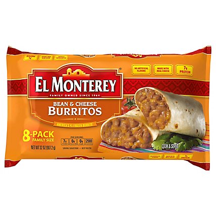 El Monterey Bean & Cheese Burritos Family Size 8 Count - 32 Oz - Image 3