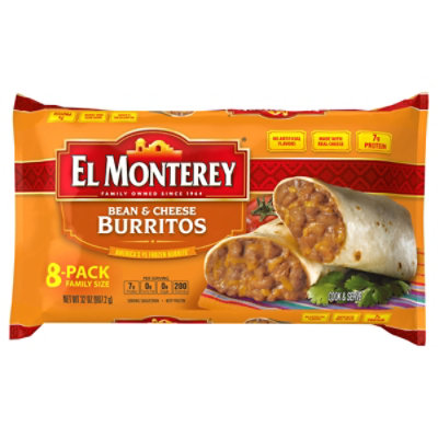 El Monterey Bean & Cheese Frozen Burritos 8 Count - 32 Oz - Image 4