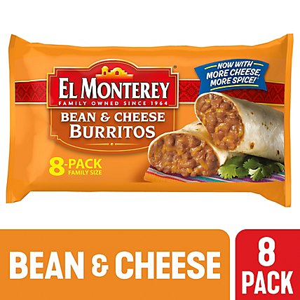 El Monterey Bean & Cheese Burritos Family Size 8 Count - 32 Oz - Image 1