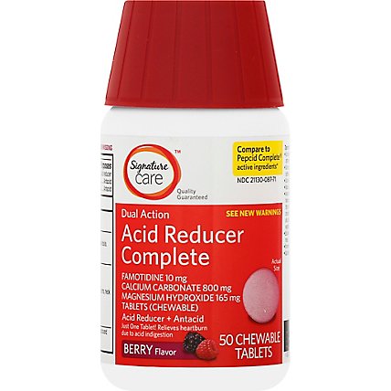 Signature Care Acid Reducer Complete Dual Action Berry Flavor Chewable Tablet - 50 Count - Image 2