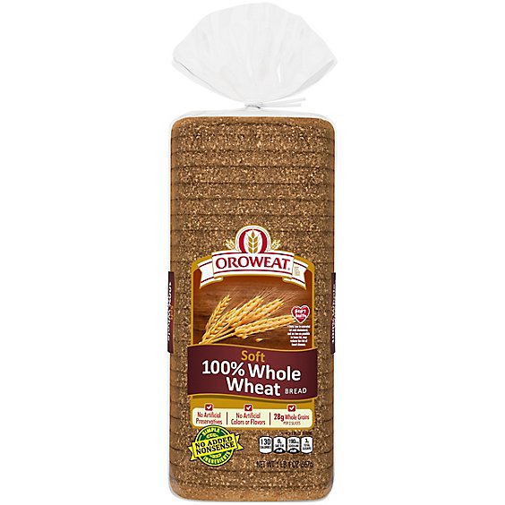 Oroweat 100% Whole Wheat Soft Bread - 20 Oz