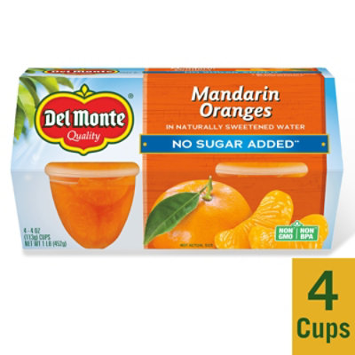 Del Monte No Sugar Added Mandarin Oranges In Cups - 4-4 Oz