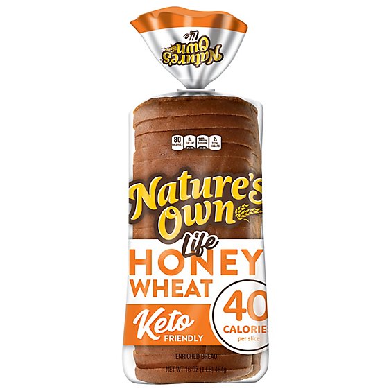 Natures Own Life Honey Wheat 40 Calories per Slice Keto Friendly Sandwich Bread - 16 Oz