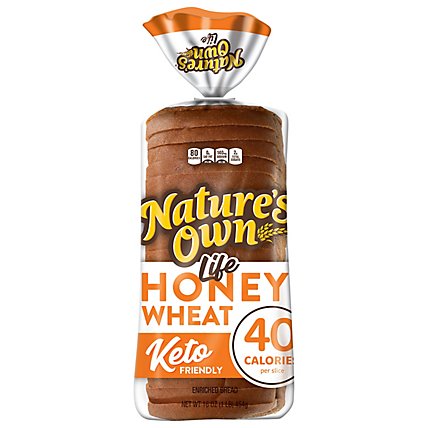 Natures Own Life Honey Wheat 40 Calories per Slice Keto Friendly Sandwich Bread - 16 Oz - Image 1