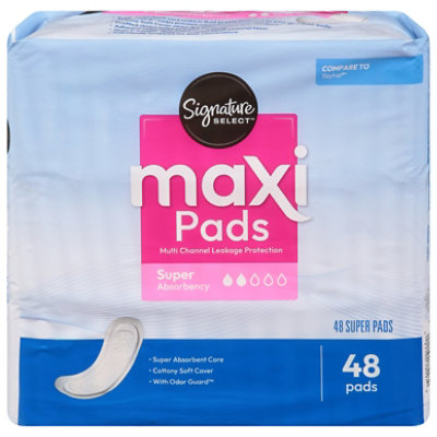 Signature Select/Care Multi Channel Leakage Protection Super Absorbency Maxi Pads - 48 Count - Image 3