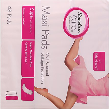 Signature Care Multi Channel Leakage Protection Super Absorbency Maxi Pads - 48 Count - Image 5