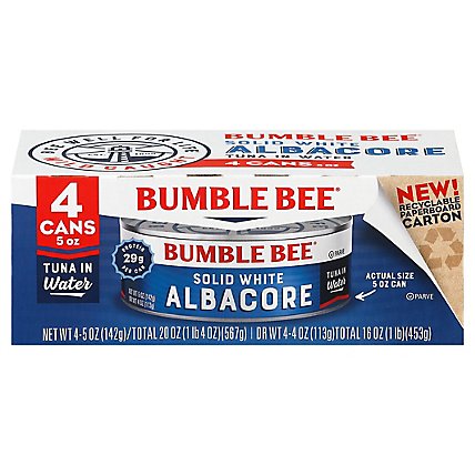 Bumble Bee Tuna Albacore Solid White in Water - 4-5 Oz - Image 2