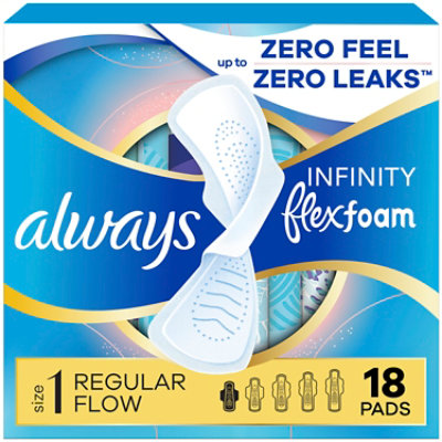 Always Infinity Pads FlexFoam Size 1 Regular Absorbency Unscented - 18 Count