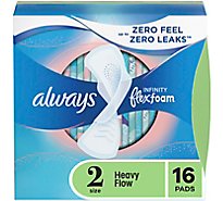 Always Infinity FlexFoam Pads for Women with Wings Heavy Flow Absorbency Size 2 - 16 Count
