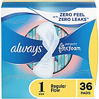 Always Infinity FlexFoam Unscented Pads For Women Size 1 Regular Absorbency With Wings - 36 Count