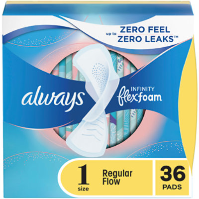 Always Infinity FlexFoam Pads for Women with Wings Regular Absorbency Size 1 - 36 Count