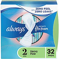 Always Infinity Size 2 Heavy Unscented Feminine Pads for Women With Wings - 32 Count - Image 2