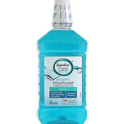 Signature Care Mouthwash Antiseptic Blue Mint - 50.7 Fl. Oz.