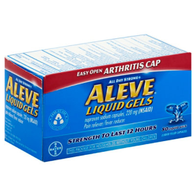 Aleve Naproxen Sodium Tablets 220mg Pain Reliever Fever Reducer - 80 ...