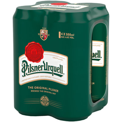 Pilsner Urquell Bohemian Pilsner Beer 4.4% ABV Cans - 4-500 Ml - Image 1