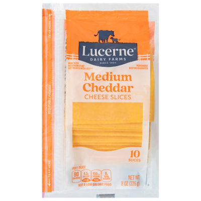 Lucerne Cheese Slices Medium Cheddar - 10 Count