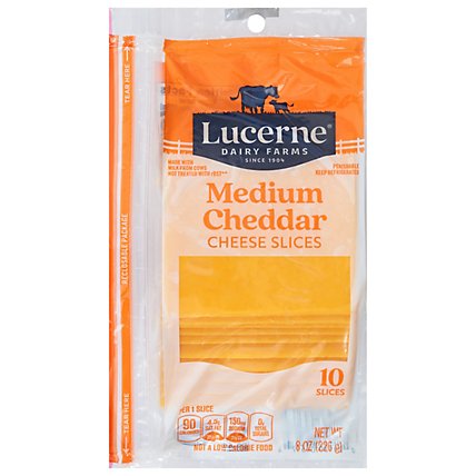 Lucerne Cheese Slices Medium Cheddar - 10 Count - Image 2