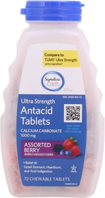 Signature Select/Care Antacid Relief Tablets Chewable Ultra Strength 1000 mg Assorted Berry - 72 Count - Image 2