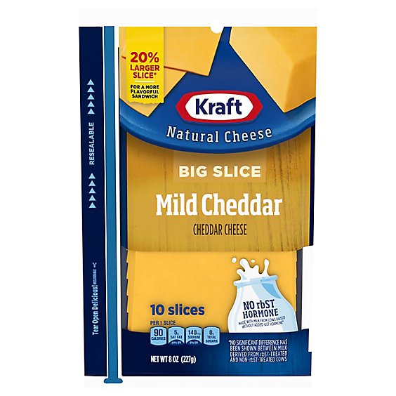 Kraft Cheese Natural Slices Big Slice Mild Cheddar - 8 Oz