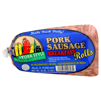 New York Style Sausage Company Pork Sausage Rolls Breakfast - 16 Oz