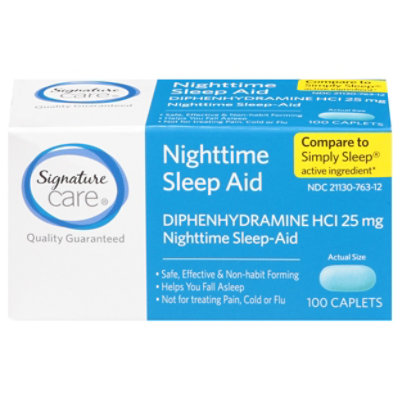 Signature Select/Care Nighttime Sleep Aid Diphenhydramine HCl 25mg Caplet - 100 Count - Image 3