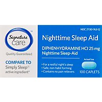 Signature Care Nighttime Sleep Aid Diphenhydramine HCl 25mg Caplet - 100 Count - Image 2