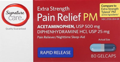 Signature Select/Care Pain Relief PM Gelcap Acetaminophen 500mg Rapid Release Aspirin Free - 80 Count - Image 2